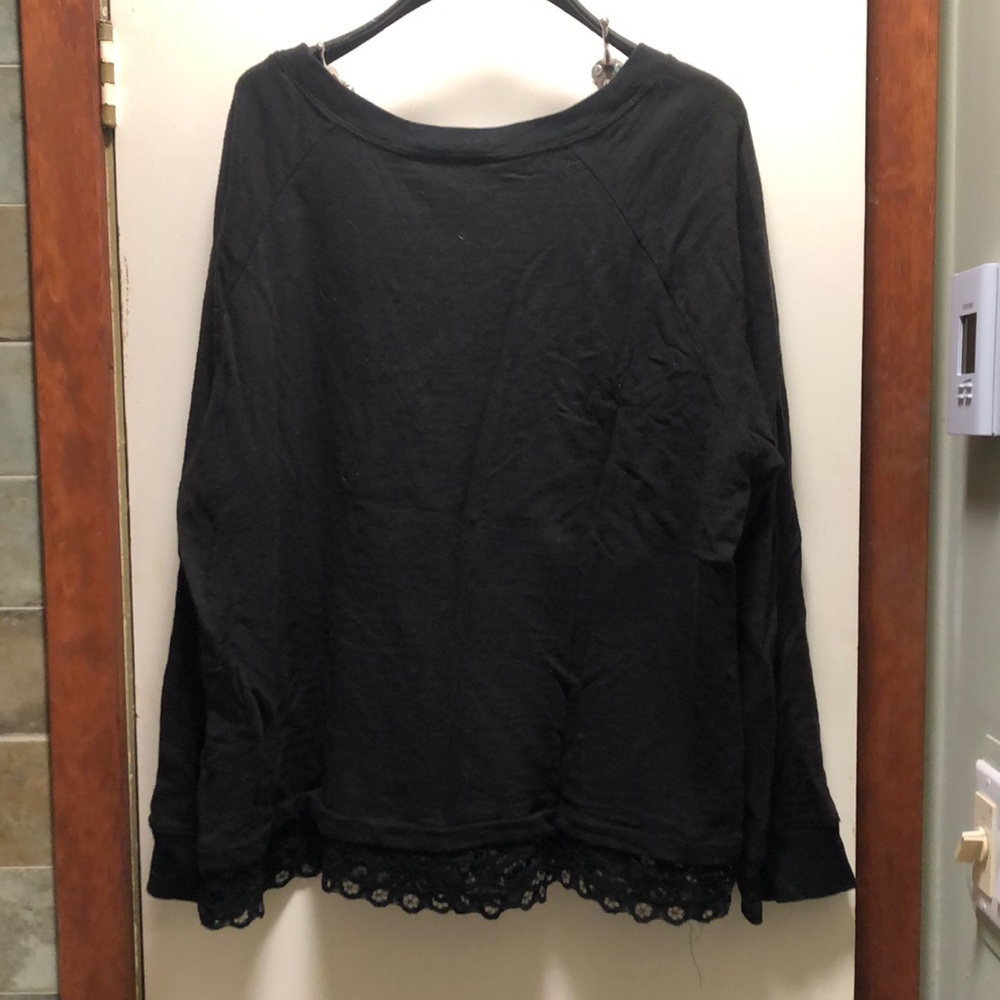 LOFT pullover with lace details along bottom cuff